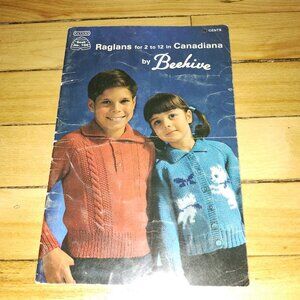 Raglans for 2 to 12 in Canadiana by Beehive Patterns (Beehive Patons #104,1970s)